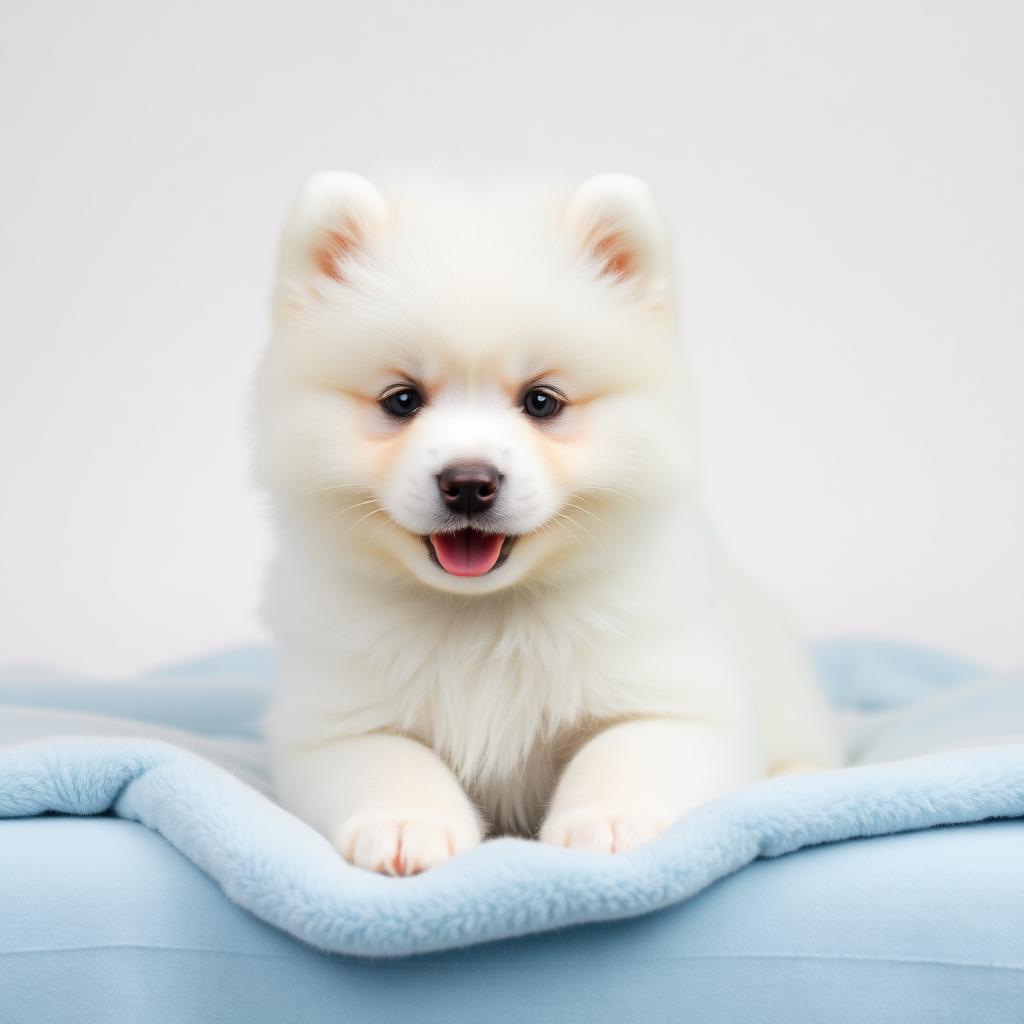Cachorro Samoyedo Nala con su familia en Medellín